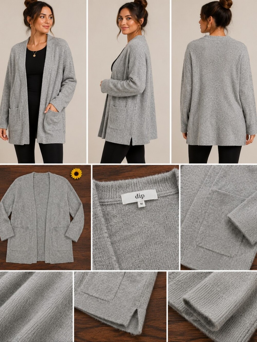 GRAY WOOL OPEN CARDIGAN 🌸✨️